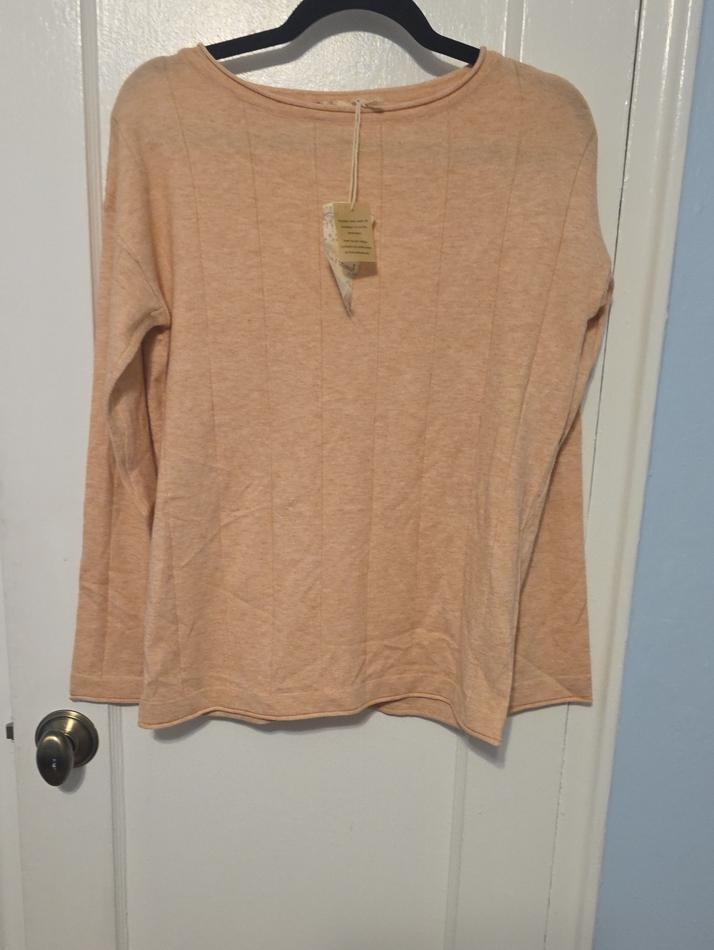 Hem & Thread Peach Long-Sleeve Scoop Neck Top